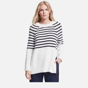 Kate Spade Navy Cream Striped Chunky Transcontinental Express Aura Sweater S